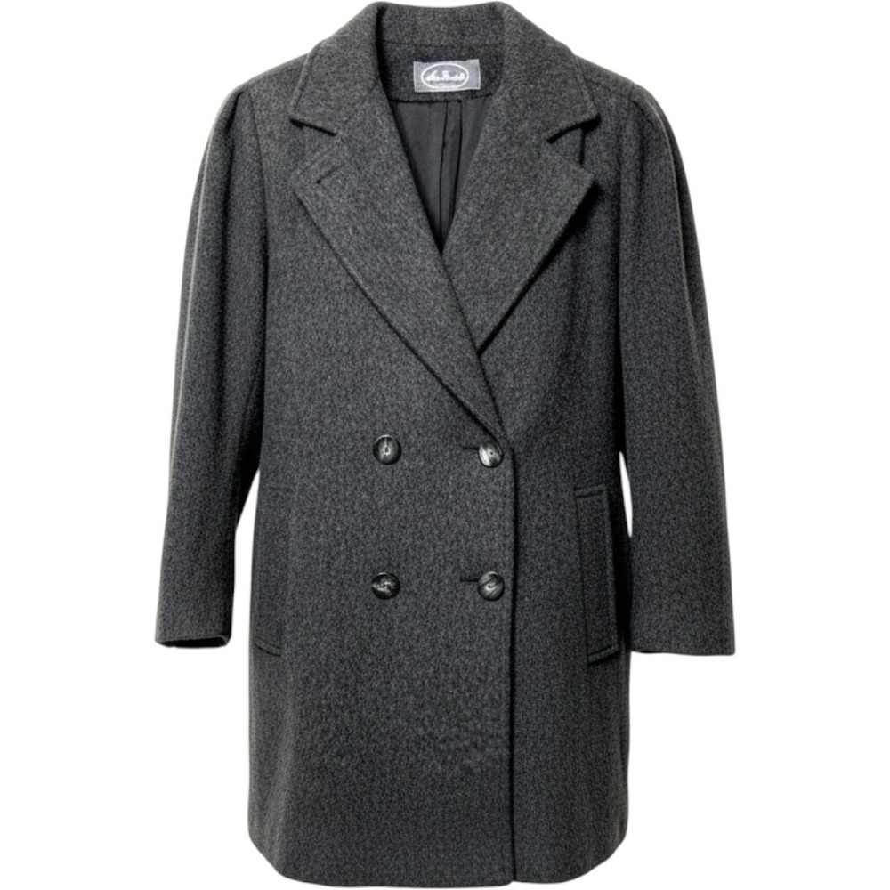 VTG Ms Freddi Wool Pea Coat Womens 10 M Double Breasted Jacket Gray Black Lined